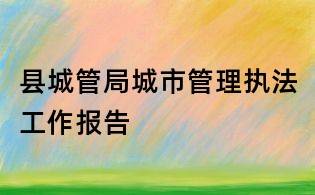 縣城管局城市管理執法工作報告