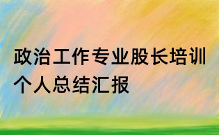 政治工作專業(yè)股長培訓(xùn)個人總結(jié)匯報