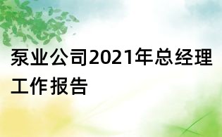 泵業公司2021年總經理工作報告