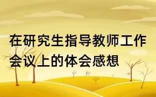 在研究生指導(dǎo)教師工作會(huì)議上的體會(huì)感想