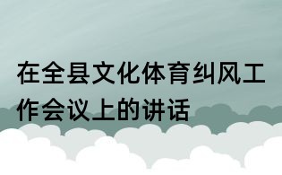 在全縣文化體育糾風(fēng)工作會議上的講話