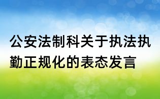 公安法制科關(guān)于執(zhí)法執(zhí)勤正規(guī)化的表態(tài)發(fā)言