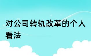 對公司轉軌改革的個人看法