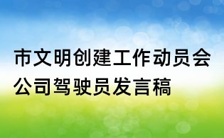 市文明創建工作動員會公司駕駛員發言稿