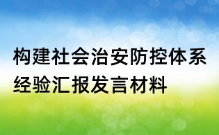 構建社會治安防控體系經驗匯報發言材料