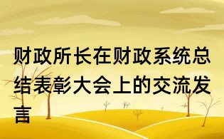 財政所長在財政系統總結表彰大會上的交流發言