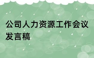 公司人力資源工作會議發言稿