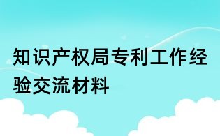 知識(shí)產(chǎn)權(quán)局專利工作經(jīng)驗(yàn)交流材料