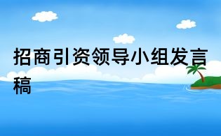 招商引資領導小組發言稿
