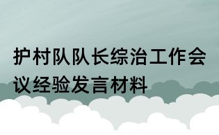 護村隊隊長綜治工作會議經(jīng)驗發(fā)言材料