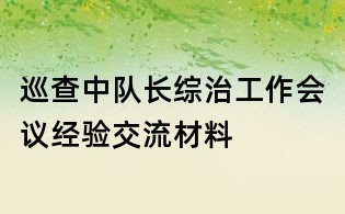 巡查中隊長綜治工作會議經(jīng)驗交流材料