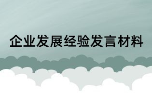 企業發展經驗發言材料