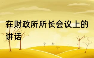 在財政所所長會議上的講話