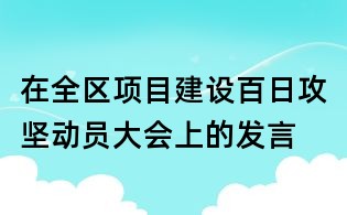 在全區項目建設百日攻堅動員大會上的發言