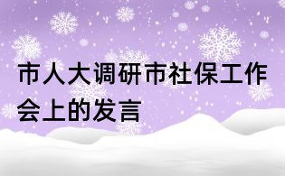 市人大調研市社保工作會上的發言