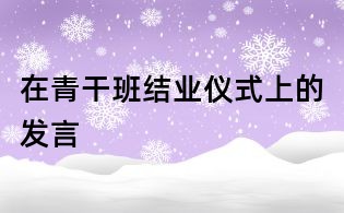 在青干班結業儀式上的發言