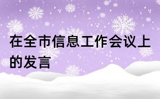 在全市信息工作會議上的發(fā)言