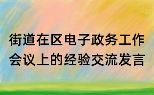 街道在區(qū)電子政務(wù)工作會議上的經(jīng)驗交流發(fā)言