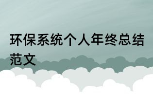 環保系統個人年終總結范文