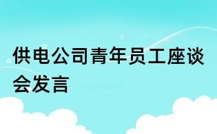 供電公司青年員工座談會發(fā)言