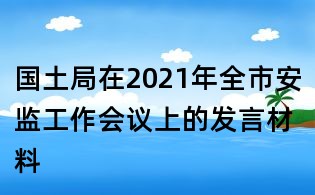 國土局在2021年全市安監工作會議上的發言材料