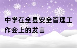中學在全縣安全管理工作會上的發言