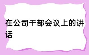 在公司干部會議上的講話