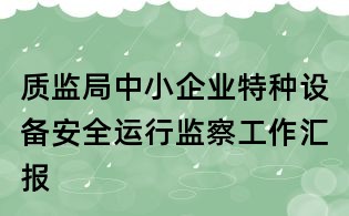 質監局中小企業特種設備安全運行監察工作匯報