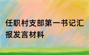 任職村支部第一書記匯報發(fā)言材料