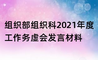 組織部組織科2021年度工作務虛會發言材料