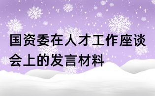 國(guó)資委在人才工作座談會(huì)上的發(fā)言材料