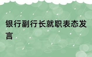 銀行副行長(zhǎng)就職表態(tài)發(fā)言