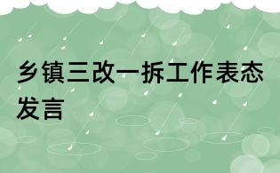鄉鎮三改一拆工作表態發言