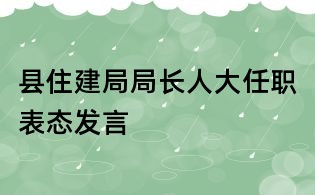 縣住建局局長人大任職表態發言