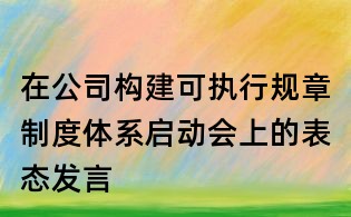 在公司構建可執行規章制度體系啟動會上的表態發言