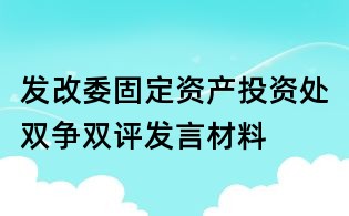 發改委固定資產投資處雙爭雙評發言材料