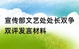 宣傳部文藝處處長雙爭雙評發言材料