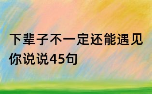 下輩子不一定還能遇見你說說45句