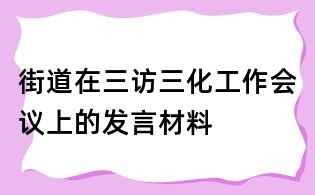 街道在三訪三化工作會議上的發言材料