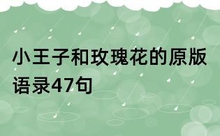 小王子和玫瑰花的原版語錄47句