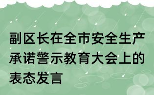 副區長在全市安全生產承諾警示教育大會上的表態發言