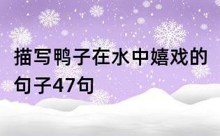 描寫鴨子在水中嬉戲的句子47句