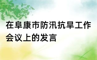 在阜康市防汛抗旱工作會議上的發言