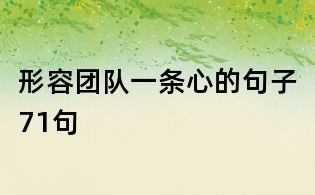 形容團隊一條心的句子71句