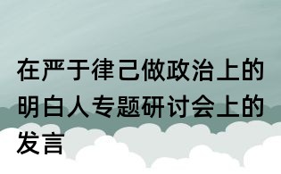 在嚴(yán)于律己做政治上的明白人專(zhuān)題研討會(huì)上的發(fā)言