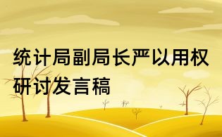 統(tǒng)計(jì)局副局長嚴(yán)以用權(quán)研討發(fā)言稿