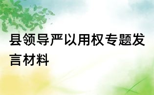 縣領導嚴以用權專題發言材料