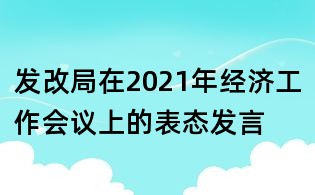 發改局在2021年經濟工作會議上的表態發言