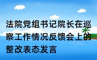 法院黨組書記院長在巡察工作情況反饋會上的整改表態(tài)發(fā)言