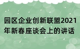 園區企業創新聯盟2021年新春座談會上的講話
